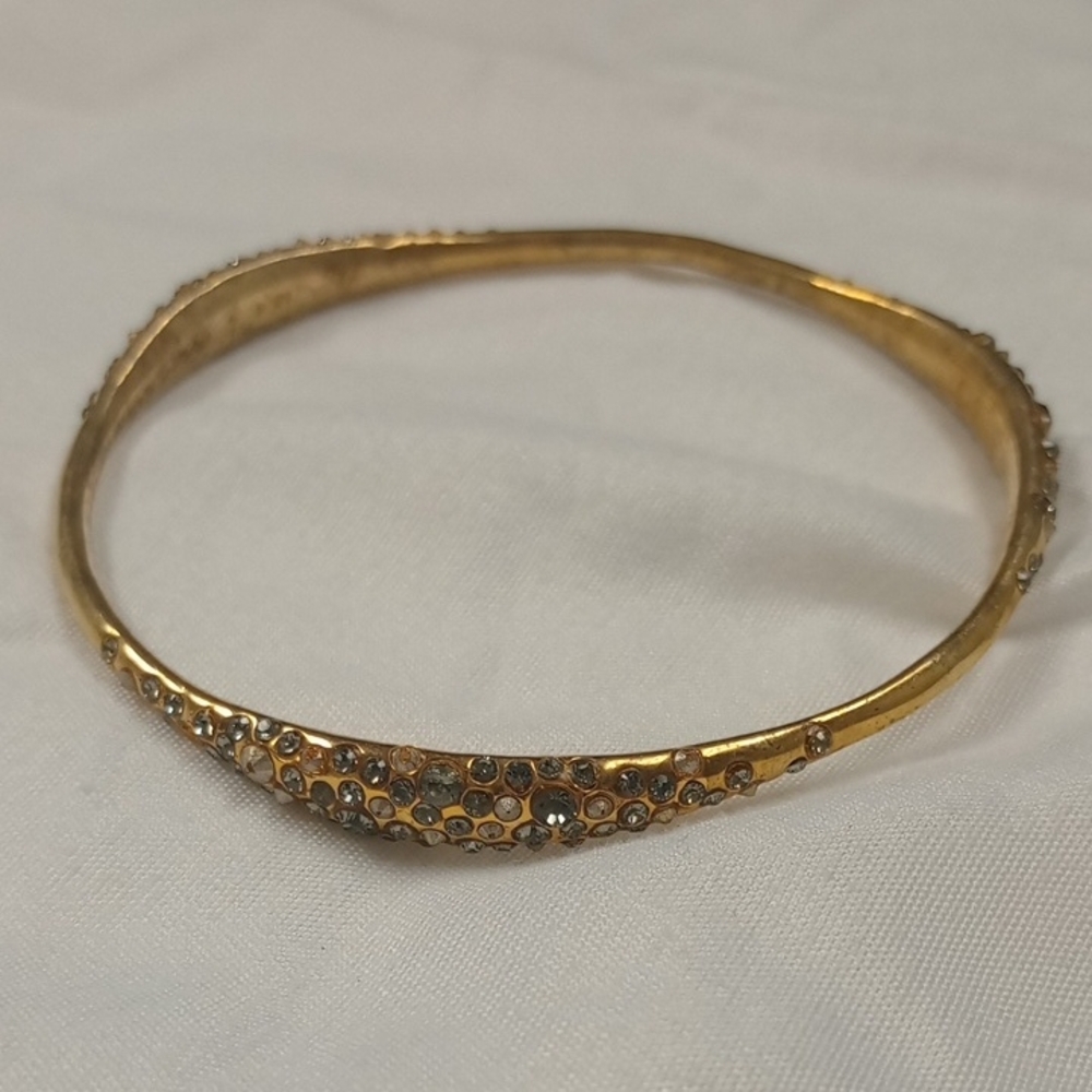 Elegant Gold Bangle with Silver Accents